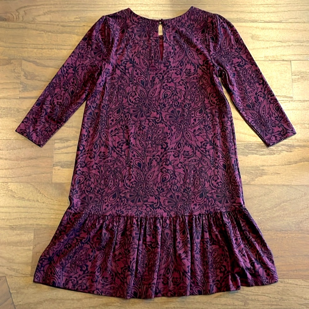 LOFT Petite Purple Floral Ruffle Dress - Size XSP - Picture 2 of 8